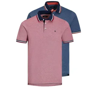 JACK & JONES Paulos 2 Units Kurzarm-poloshirt Rio Red / Pack 1 Rio Red / 1 Denim Blue XL