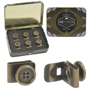 Sir Redman Knopfclips Knöpfe für Hosenträger 6er Set old messing