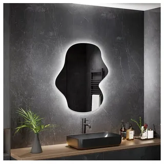 Home Deluxe LED-Spiegel LACE asymmetrisch - 60 x 80 cm I Badspiegel, Flurspiegel, Wohnzimmerspiegel, Spiegel mit Beleuchtung
