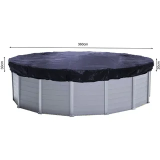 Quick Star Poolabdeckung Rund für Pools 320-366 cm Winterabdeckplane 200g/m2 Schwarz