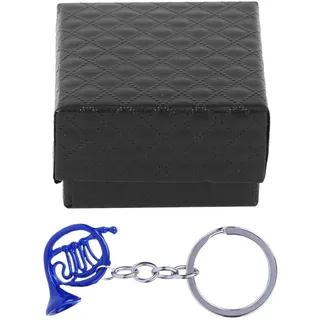 Pssopp 2Pcs Französisch Horn Form Schlüsselbund, Mini Schlüsselanhänger Ring, Charm Geldbörse Tasche Anhänger, Schlüsselbund Handtasche Dekoration, Kunsthandwerk(5 * 5 * 3cm-Blau)