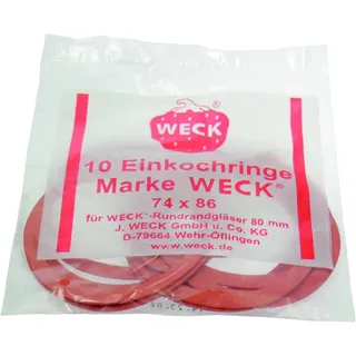 Weck Einkochring für Einmachgläser, Ø74/86 mm, 10er-Set, Rot