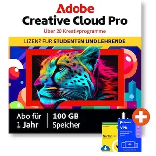 Adobe Creative Cloud Pro | Studenten & Lehrer | Download & Produktschlüssel | inkl. Norton & F-Secure