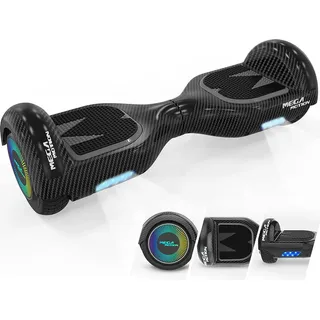 Mega Motion Balance Scooter A03, 6.5" Hoverboards für Kinder Balanceboard mit Bluetooth LED-Leuchten - Schwarz