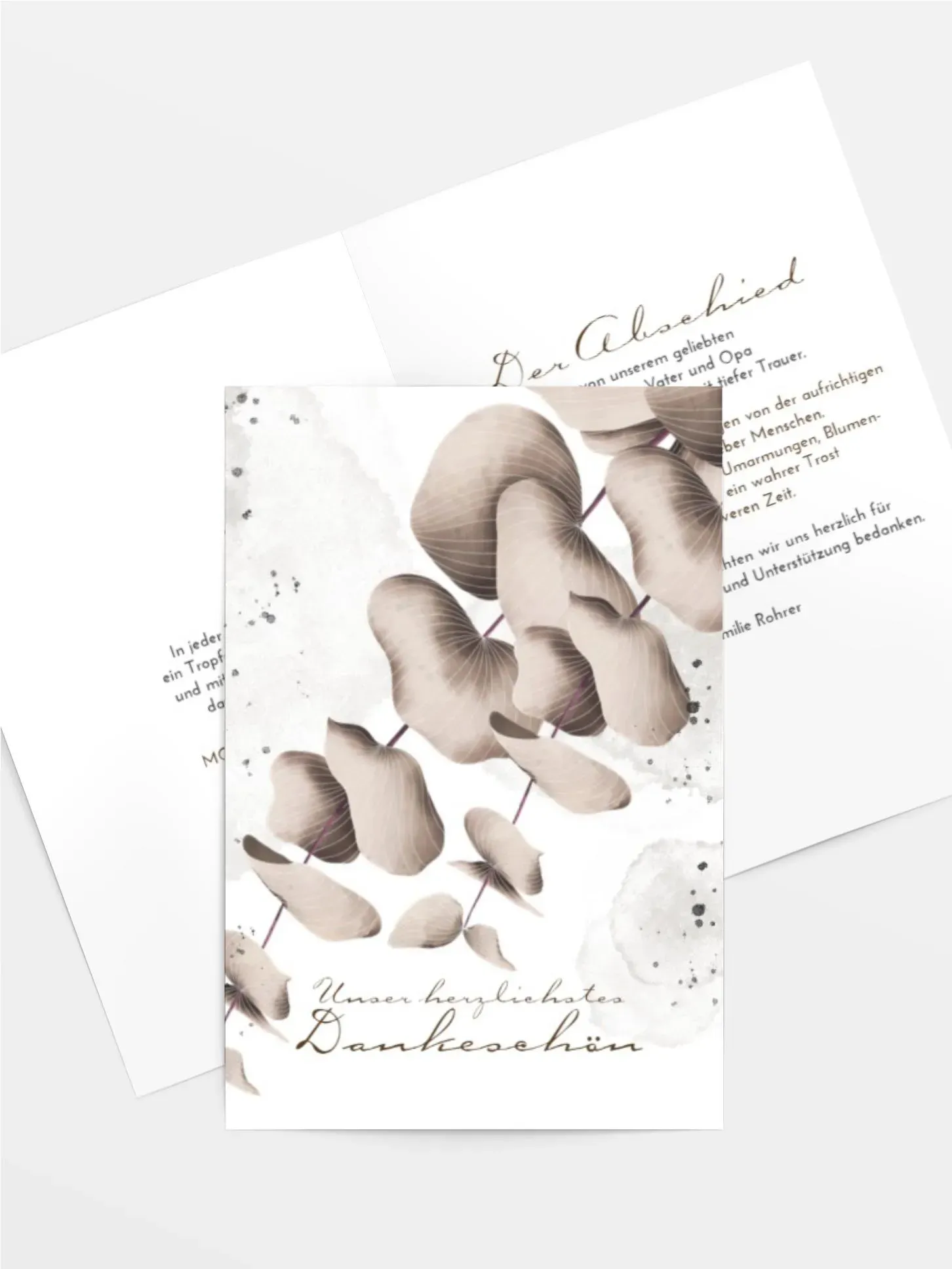 Trauerkarten Dankeskarten selbst gestalten mit Spruch und Fotos im Onlinedesigner bei Meine-Kartenmanufaktur.de