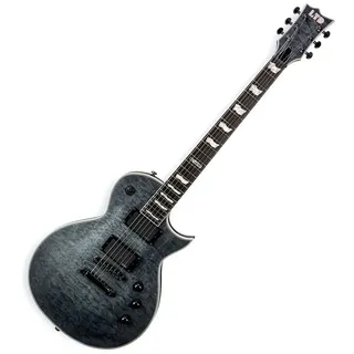ESP LTD EC-401 QM STBLKS E-Gitarre See Thru Black (E-Gitarre, Pao-Ferro, Mahagoni, Griffbrett, Grover-Mechaniken), Gitarre, Schwarz