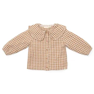 Little Dutch Bluse Braun kariert - 86 - Little Farm | Little Dutch