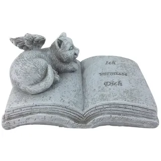 Trend Line Dekofigur TrendLine Grabsteinschmuck mit Katze 11 x 7 x 6 cm grau