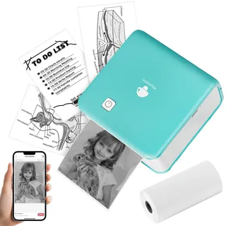 Phomemo Mini Drucker, Tiny Printer M02 Pro 300 DPI Mini Drucker für Smartphone Kleiner Thermo-Fotodrucker Aufkleber Drucker Mini Etikettendrucker für Lernen, Studiennotizen, Fotos, Etiketten,Geschenk