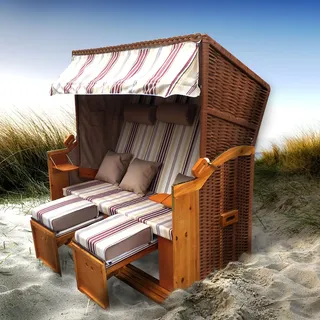 XXL Strandkorb 3-Sitzer OSTSEE rot/beige gestreift