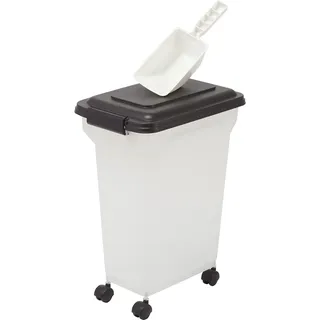 Iris Ohyama Hundefutter Aufbewahrung mit Rollen, 20L/7.5kg, Schwarz, Luftdichte Futterbox, Trockenfutter, Futterbehälter, Für Hunde, Katzen, Tierfutterbehälter, Schaufel, BPA-frei, Futtertonne, ATS-M