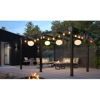 Terrassen Pergola aus Kiefer/Fichte – Holzpergola in schwarz – Pergoladach 369 x 369 x 217 cm – Gartenpergola für Terrasse & Freisitze