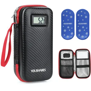 YOUSHARES Insulin Pen Tasche mit 2 TSA Kühlakku, Insulin Kühltasche, Medikamenten Kühlbox auf Reisen, Isoliertasche Etui für Epipen, Insulin Pen, Insulin, Andere Medikamente Zubehör(Schwarz)