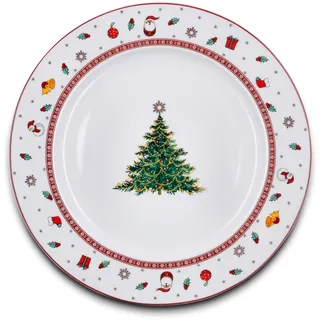 Peill+Putzler Germany Weihnachtsgeschirr,großer Keksteller mit Weihnachtsmuster, Geschirr für Weihnachten, feinstes Bon China Porzellan in weiß, mit Goldrand daher nur Handwäsche