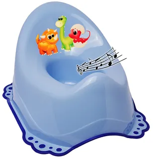 alles-meine.de GmbH Musik & Sound - Anti RUTSCH - Töpfchen/Nachttopf/Babytopf - blau Tiere - Dinosaurier - Dino Bieco - Melody - mit großer Lehne + Spritzschutz - rutschf..