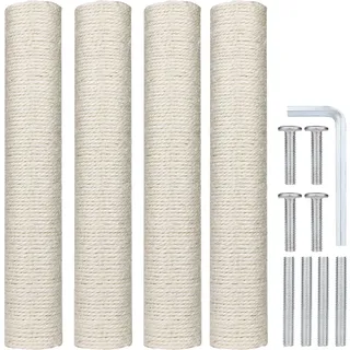 4 Stück Ersatz Kratzbaum Stämme, 40 cm Ersatzteile Kratzbaum Stämme mit M8-Schrauben Katzenbaum Kratzbaum Kratzbaum Sisal für Kätzchen Katzenbaumturm