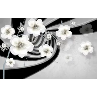 Papermoon Fototapete Abstrakt 3D Effekt mit Blumen bunt 2,50 m x 1,86 m