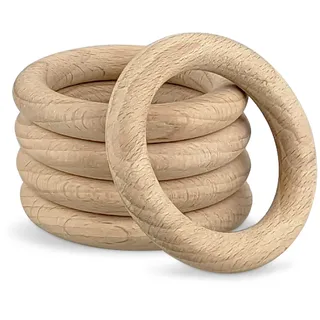 Netuno 5 Stück Holzringe Makramee 5,5 cm Naturholzringe zum Basteln Dekoration Ringe DIY-Holz Makramee Schmuck Traumfänger Dekor Macrame Natur-Holz Bastelring Boho Home Decor