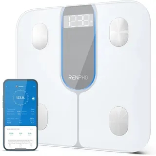 RENPHO Körper-Analyse-Waage »Elis 1C Smart Body Scale A033«, Smarte Körperanalysewaage mit 13 essentiellen Körpermessungen, weiß