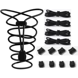 ZoeWei Schnürsenkel Ohne Binden, Quicklace Shoelace Kit 2 Paar, Ohne Binden Schuhbänder Ersatz für Sport, und Outdoor Schuhe, Schnellverschluss System für Herren, Damen - 56 Inch/ 142cm
