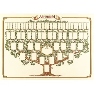 RNK Schmuck-Ahnentafel 1-63 für 6 Generationen Baumform 70x50cm