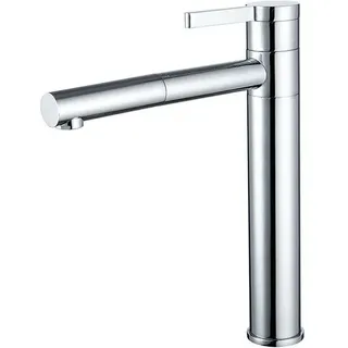 Gotrays - Waschtischarmatur, Vollkupfer, Warm- und Kaltwasser-Waschtischarmatur, 360 Grad drehbarer Ausziehhahn, Silber