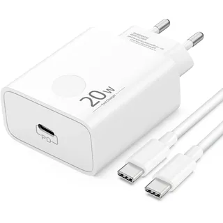 20W USB C Ladegerät mit 2M Ladekabel für iPhone 17 Pro Max 16 15 Plus Air, iPad Pro Air, iPad 11 10 Gen A16, USBC Netzteil Stecker Charger Power Adapter PD Schnellladegerät + Schnellladekabel Kabel