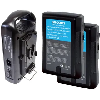 Axcom V-Mount Ladegerät + 2x U-SVLO-99-UD Akkus - Bundle