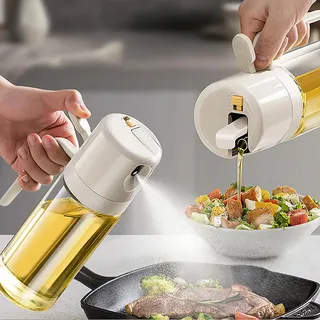TEMU-SC 550ml Glas Sprühflasche öl, ölsprüher für speiseöl, oil sprayer, olivenöl spray, Sprüh-/Kippvorrichtung für Küche, Kochen, BBQ, Backen, Grillen, Braten, Salat