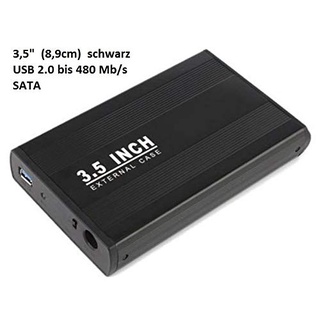 KesCom Externe USB Festplattengehäuse aus Metall 3,5" (8,9cm) USB 2.0 SATA schwarz