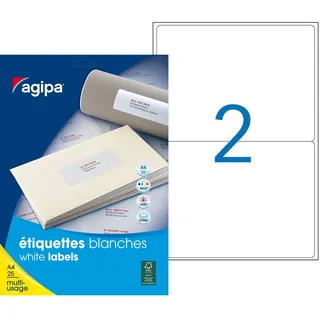 Apli 119619 – 50 selbstklebende Etiketten, A4, MU – 199,6 x 144,5 mm – Druck: Laserdrucker, Kopierer, Tintenstrahldrucker, hergestellt in Frankreich