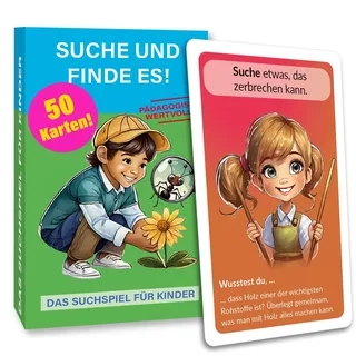 KARTENVERSAND24 Suche und Finde es Spiel Suchspiel Outdoor Spiele für Kinder Geschenk Mädchen Junge 4 5 6 Jahre Geschenke gefunden draußen Natur (Outdoor)