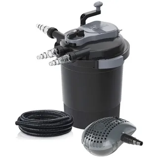 HEISSNER Druckfilter Set FPU20000-00 inkl. 24 Watt uv-c Teichkärer Teichpumpe und Anschlussschlauch