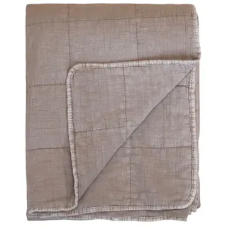 Chic Antique Vintage Quilt Steppdecke mit Stone-Washed Optik, L180 x B130 cm, leinen