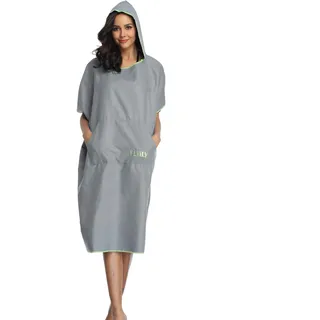 FLYILY Microfaser Surf Poncho Handtuch mit Kapuze Bademantel zum Schwimmen und Strand wechseln Einheitsgröße Alle Erwachsenen(Grey,L)