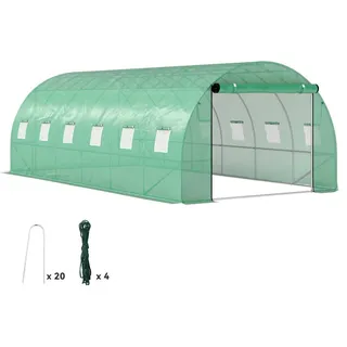 Outsunny Folientunnel Grün, Metall, Kunststoff, 300x197x600 cm, Gartenzubehör, Hochbeete