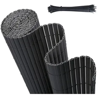 Sekey PVC Sichtschutzzaun Gartenzaun, Doppelte Verstärkung, Anthrazit / 1,0 x 3 m