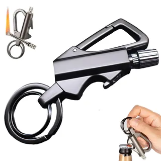 Feuerzeug mit permanentem Streichholz,Schlüsselanhänger Feuerzeug,3-in-1 Multitool-Schlüsselanhänger-Flaschenöffner,wasserdichtes Streichholz Feuer Anlasser im Freien Notfall (A)