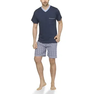 Moonline Shorty Herren Shorty Schlafanzug kurz aus Baumwolle blau 5XL