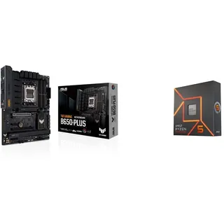 ASUS TUF GAMING B650-PLUS Mainboard Sockel AMD AM5 (Ryzen 7000, ATX, PCIe 5.0, DDR5-Speicher, 14 Power Stages, USB 3.2 Gen 2x2 Typ-C, 2.5G Ethernet, Aura Sync) + 5 7600X Processor 4.7 GHz 32 MB L3 Box