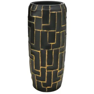 Flingora Bodenvase Mara, mit Einsatz - Fiberglas - Indoor - Samtschwarz/Gold - Höhe 75 cm schwarz Ø 34 cm x 75 cm