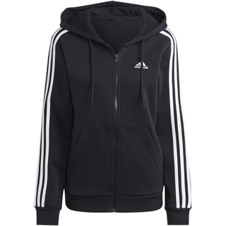 Adidas Damen Essentials 3-Stripes Full-Zip Fleece Hoodie, Black/White, S