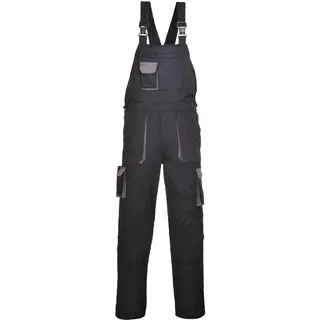 PORTWEST TX12 Herren Texo Kontrast Latzhose Arbeitslatzhose Schwarz, M