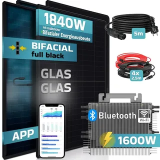 sunniva Balkonkraftwerk Full Black Bifacial 1600W inkl. DEYE Wechselrichter + 4 x 460W Solarpanels