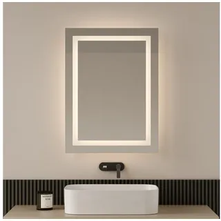 EMKE Emke, Spiegelschrank, Badezimmerspiegel mit Beleuchtung 40*60cm,Beschlagfrei, 3000K/6500K,Tast Schalter (60 x 40 cm)