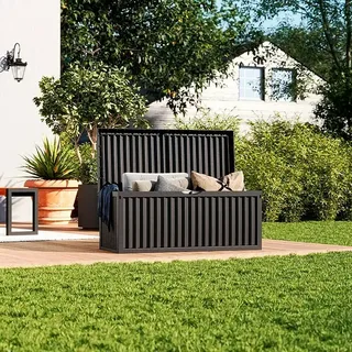 Jelenia Plast Garten-Aufbewahrungsbox Wave (120 x 52 x 54 cm, Anthrazit, Kunststoff)