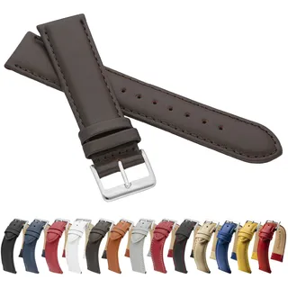 MARCHEL Glattleder LLB Lederarmband Echtleder Uhrenarmband Uhrband Uhrenbänder Rindsleder Feines Leder Uhr Band (20 mm, Braun)
