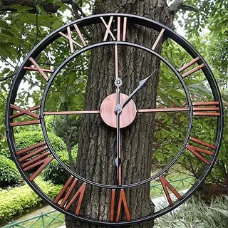 Gartenuhr für den Außenbereich, Garten-Wanduhr, große römische Ziffer, Gartenuhr für den Außenbereich, Eisenuhr für den Außenbereich, 40 cm
