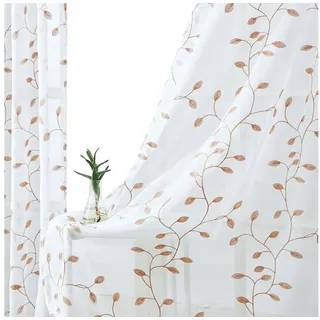 BYSURE Vorhang, Ösen (2 St), transparent, Voile, Boho Blumen Gardinen beige 140 cm x 175 cm