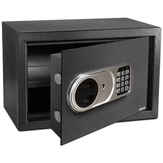 Karat Tresor Safemaxx, Elektronischer Safe, Geldschrank, Wandtresor, Wandsafe, mit elektronischem Zahlenschloss grau 23 cm x 17 cm x 17 cm